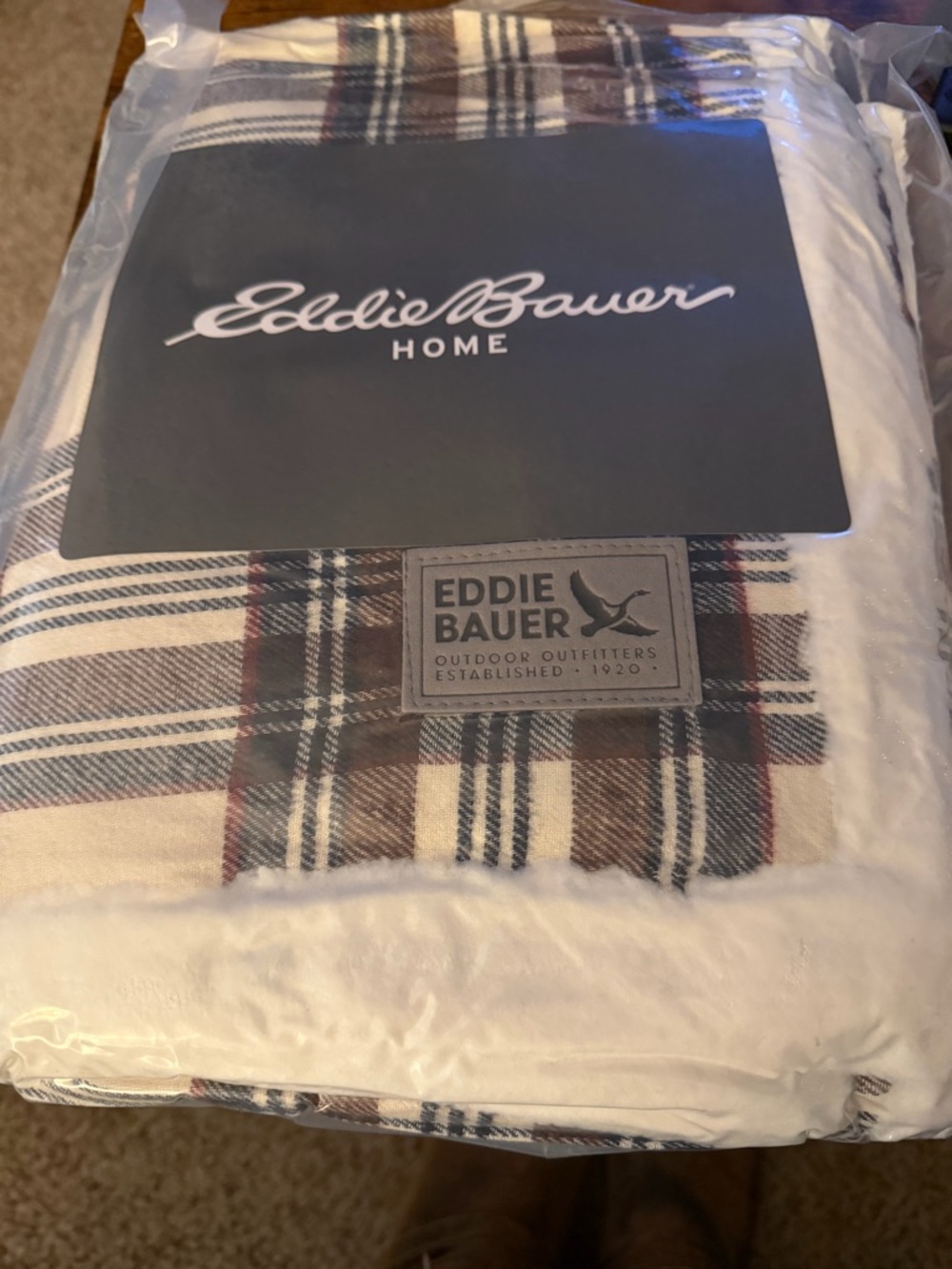 New Eddie Bauer Blanket Edgewood Sherpa Plaid Tartan 50x60 Blanket Throw Rug